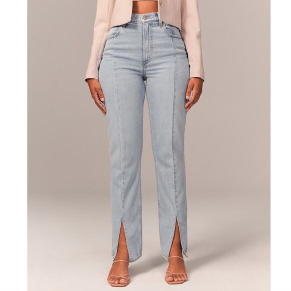 NWT Abercrombie 90s Straight Front Slit Jean 29 Short - Picture 1 of 6